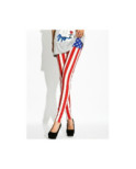Legging brillant a rayures rouge et blanches slipé etoiles