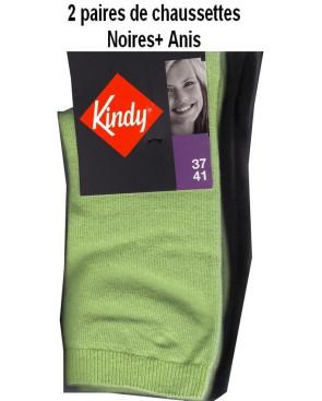 Kindy Lot de Chaussettes unies en coton Femme 