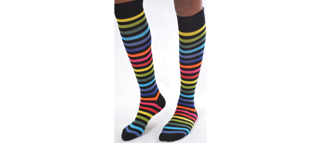 Mi bas rayures Fantaisie multi couleur façon rykiel