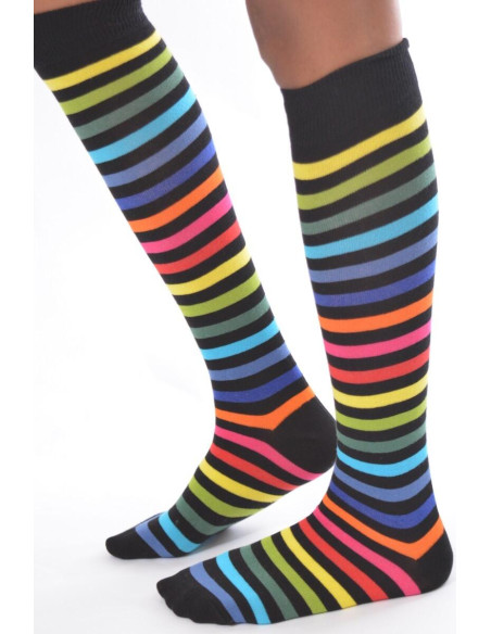 Mi bas rayures fines de couleurs