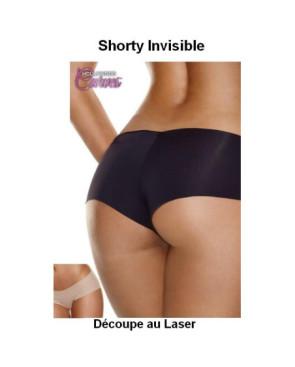  Shorty Invisible découp laser Noir et chair