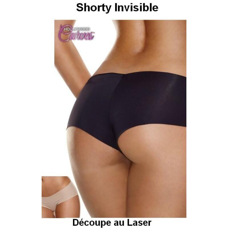  Shorty Invisible découp laser Noir et chair