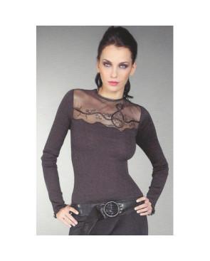  Chemise Moretta M L col rond tulle dentelle