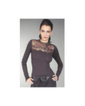 Chemise Moretta M L col rond tulle dentelle