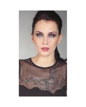  Chemise Moretta M L col rond tulle dentelle noir