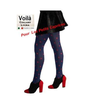 Collant bleu à pois rigolos profil