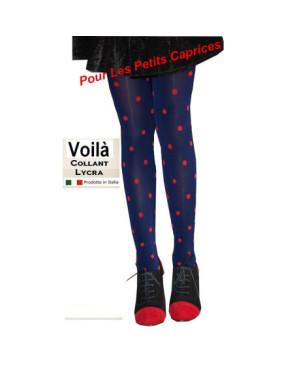  Collant bleu à pois rigolos face