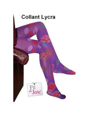 Collant fil de joie violette fleurie  Lycra