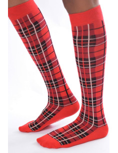 Mi bas carreaux rouge Ecossais coton 2