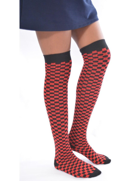 Jambière coton tendance carreaux noires et rouges
