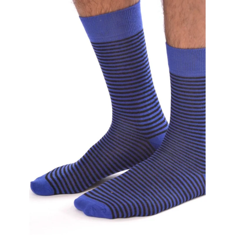 Chaussettes MAcahel Fines rayures bleues