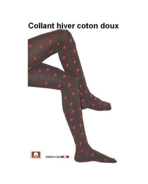  Collant Plumetis d'hiver marron pois orange
