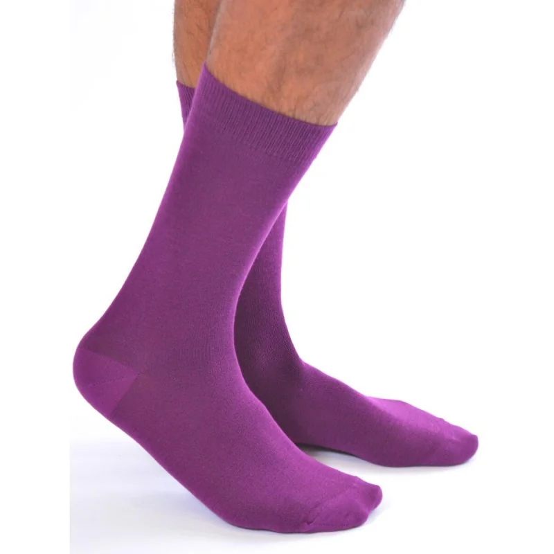 Chaussettes coton uni homme violet