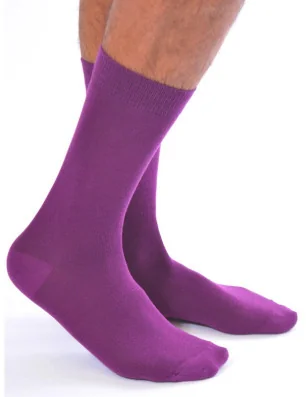 Chaussettes coton uni homme violet