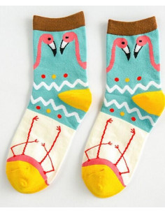 Les Petits Caprices Femme Chaussettes Flamant roses Rigolos