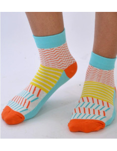 Chaussettes fantaisie patchwork à traites
