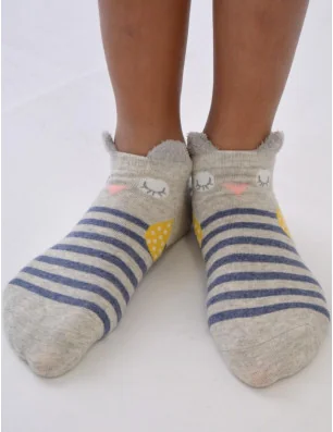 Droles de chaussettes rayées avec chouettes