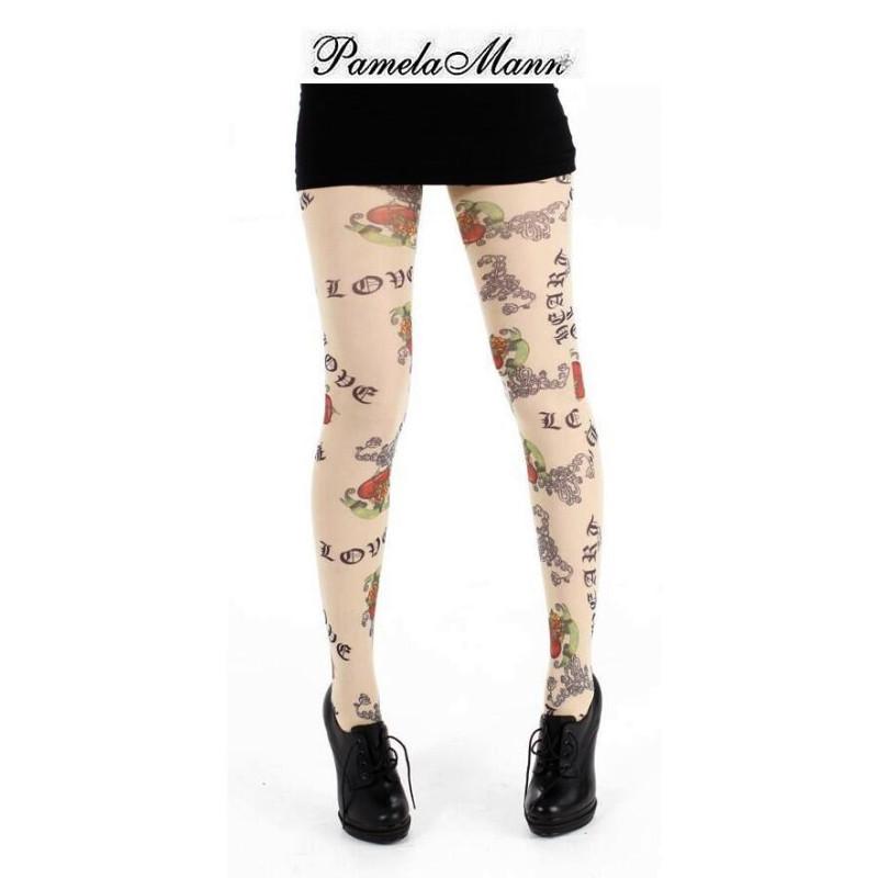 Collant Pamela Mann coeur tatoos
