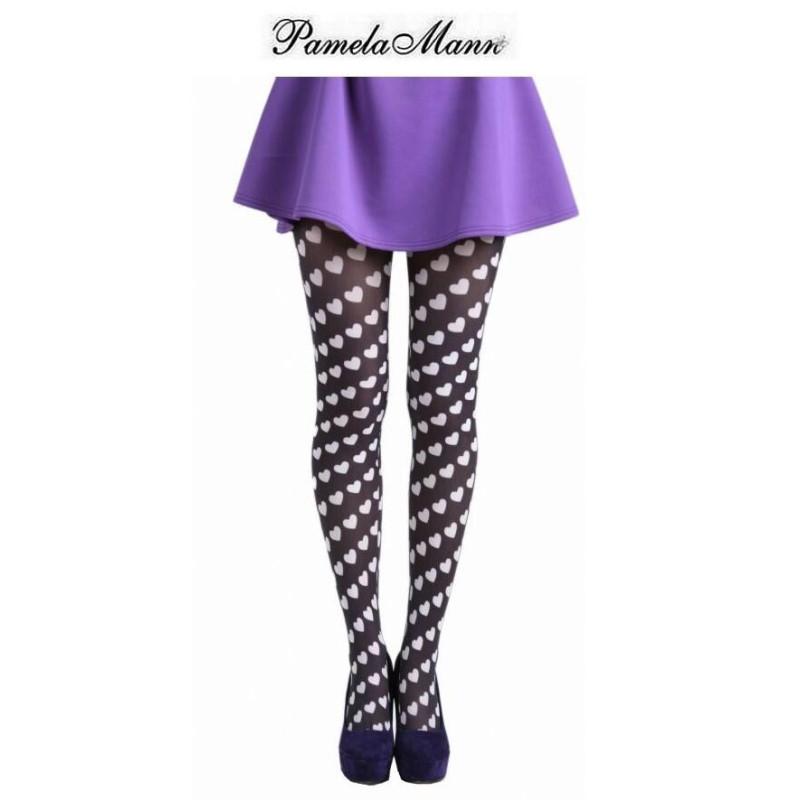 Collant Pamela Mann coeurs blancs