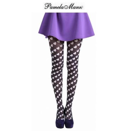 Collant Pamela Mann coeurs blancs