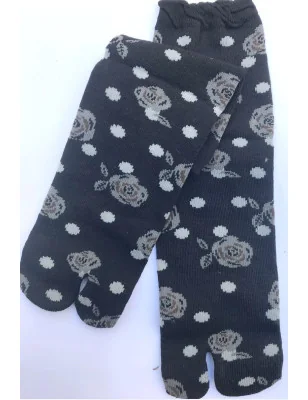 Chaussettes Tabis à fleurs plumetis noires
