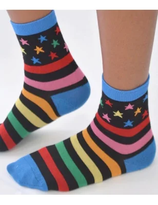 Chaussettes fantaisie tendance rayures etoiles stars socks