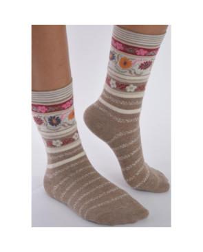 Chaussettes Les petits Caprices Rayées angora ivoire