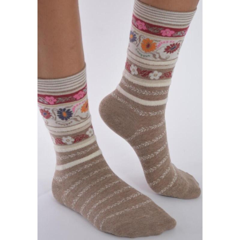 Chaussettes Les petits Caprices Rayées angora ivoire