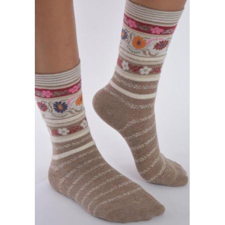 Chaussettes Les petits Caprices Rayées angora ivoire