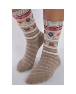  Chaussettes Les petits Caprices Rayées angora ivoire