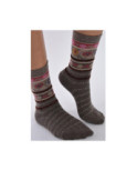 Chaussettes Les petits Caprices Rayées angora chocolat
