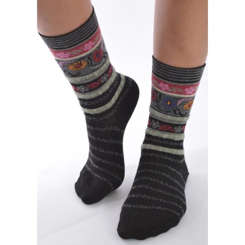 Chaussettes Les petits Caprices Rayées angora noires