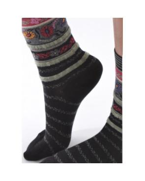  Chaussettes Les petits Caprices Rayées angora noires