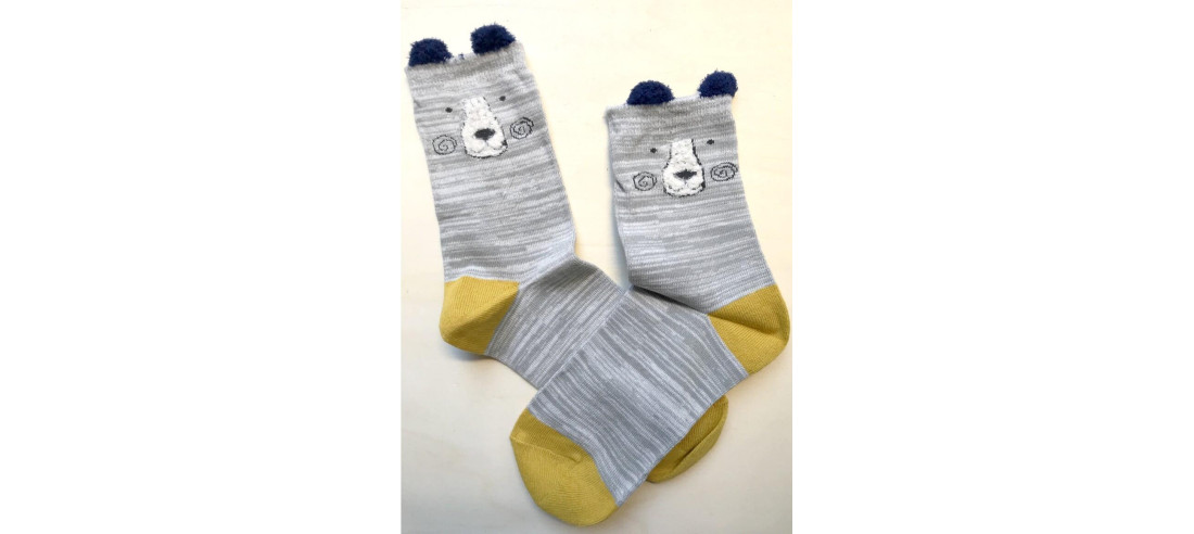 Chaussettes coton ours gris