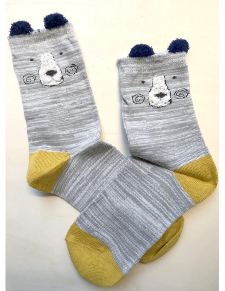 Chaussettes coton ours gris