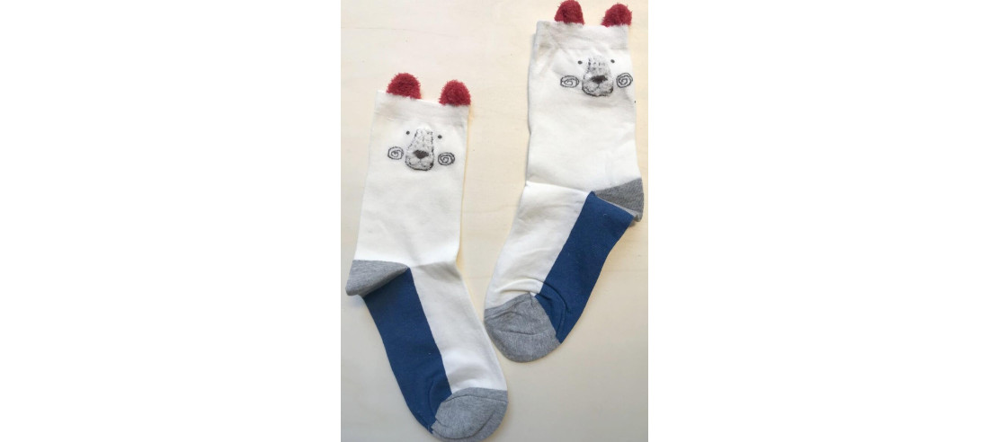 Chaussettes ourson bleu blanc rouge