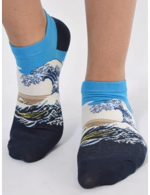 art-socks-la-vague-hokusai-aquarelle-japonaise