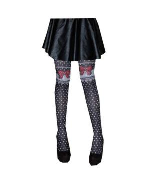 Collants les p'tits Caprices plumetis noirs et noeuds pap