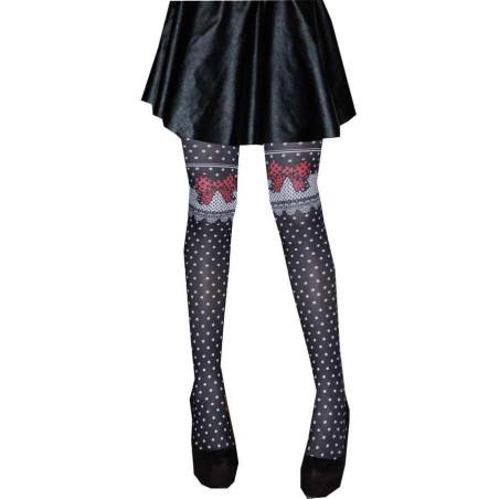 Collants les p'tits Caprices plumetis noirs et noeuds pap