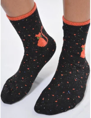 Chaussettes laine noires cahts chic winter socks