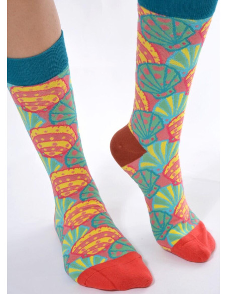 Chaussettes rigolotes et psychédélique coquillage