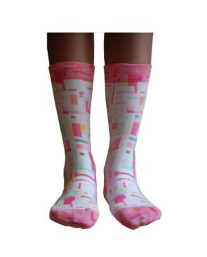  Chaussettes Wigglesteps carreaux 70 roses face