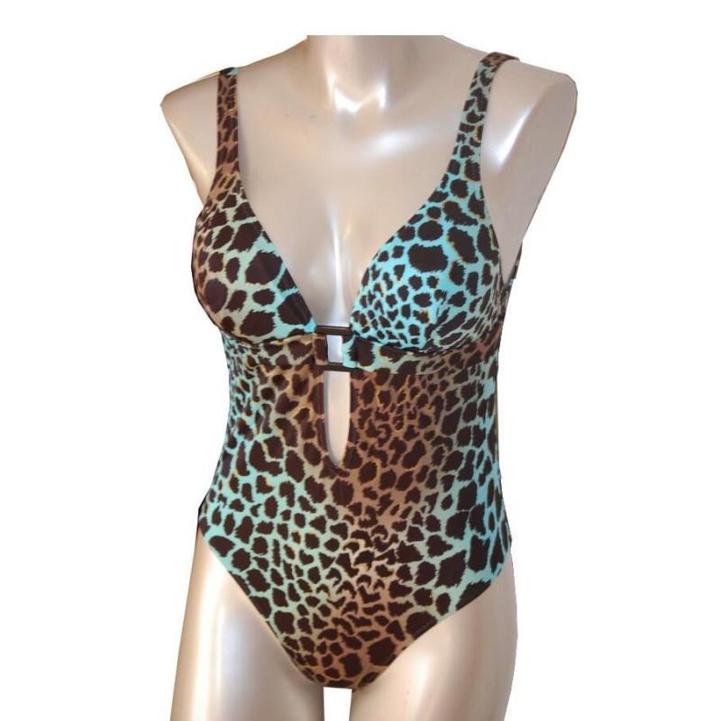 Nageur Empreinte Léopard Azur Décolleté