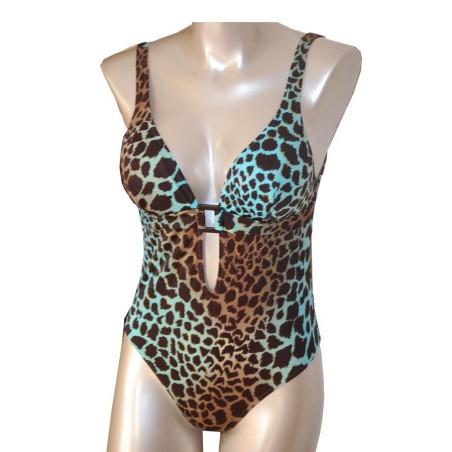 Nageur Empreinte Léopard Azur Décolleté