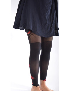 Collant sans pieds Fleurs d'agapanthe Noir rouge