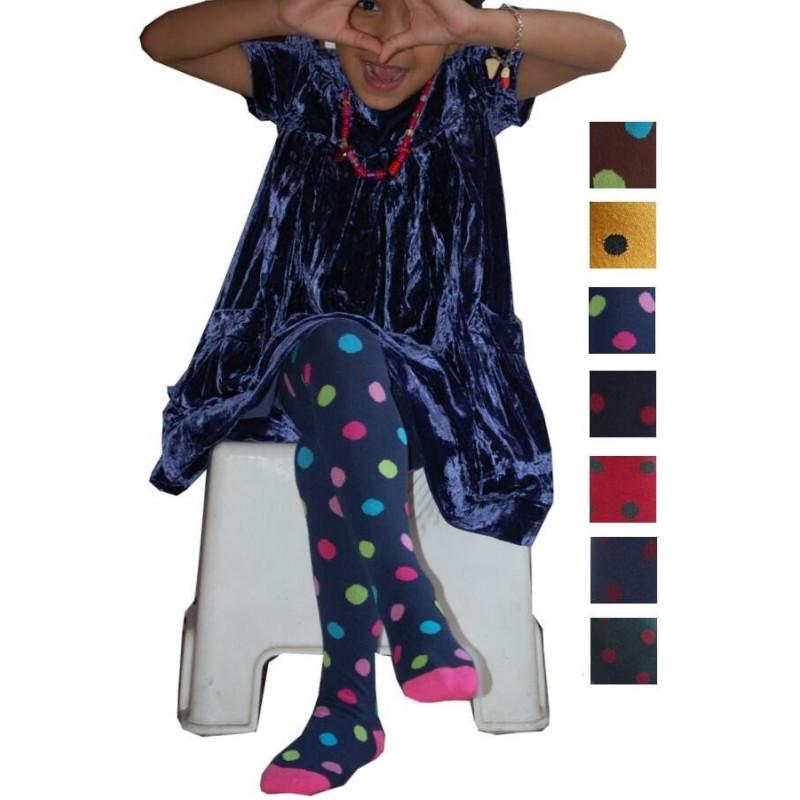  Collant coton Enfant à pois choix de couleur