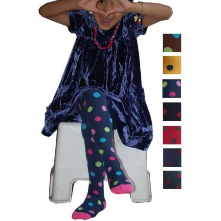 Collant coton Enfant à pois de couleur