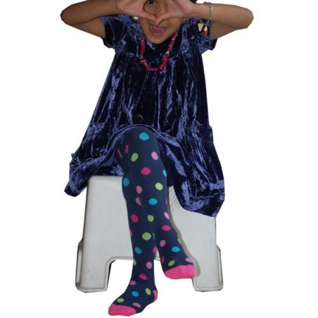 Collant coton Enfant à pois de couleur