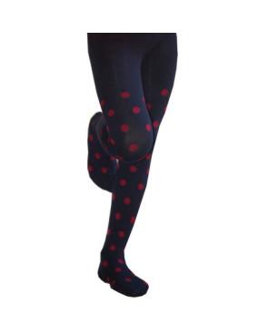  Collant coton Enfant pois marine