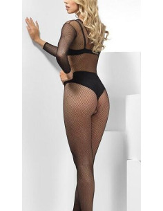 H&Nathalie Femme Collant combinaison intégral résille noir 2